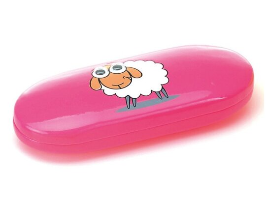 Hartschalen - Brillenetui für Kinder mit Wackelaugen mit süßer Schaf - Pink