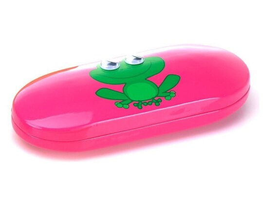 Kinder - Brillenetui mit Wackelaugen mit Motiv Frosch in Pink