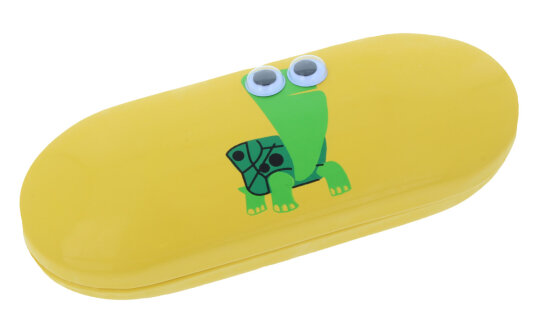Kinder - Brillenetui mit Wackelaugen mit Motiv Schildkröte in Gelb