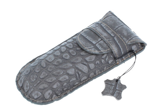 edles Etui mit Einstecklasche - LINA -  in grau - echtes Leder