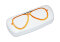 Brillenetui BETTY mit Metallscharnier und gestickter Brille - Orange