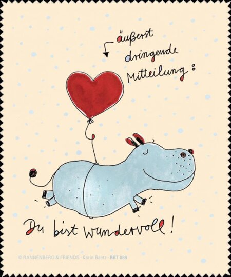 Brillenputztuch / Microfasertuch von Rannenberg & Friends "Du bist wundervoll" 15 x18cm