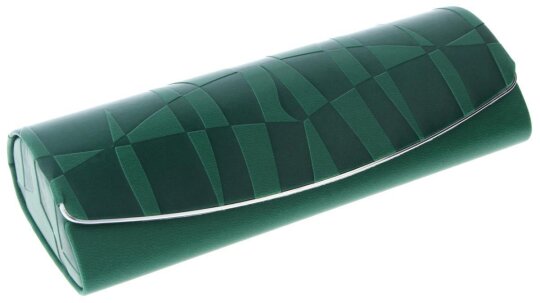 Stilvolles Brillenetui Enrico in Grün mit Magnetverschluss und silbernem Akzent