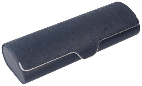 Blaues Brillenetui - FLORINA - mit Magnetverschluss und Zierleiste