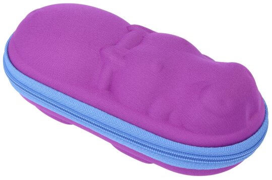 Kinderbrillenetui mit super süßen Nilpferd Motiv in Lila mit Reißverschluss