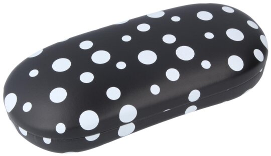 Hübsches Hartschalenetui "Polka-Dots" mit Metallscharnier in Schwarz