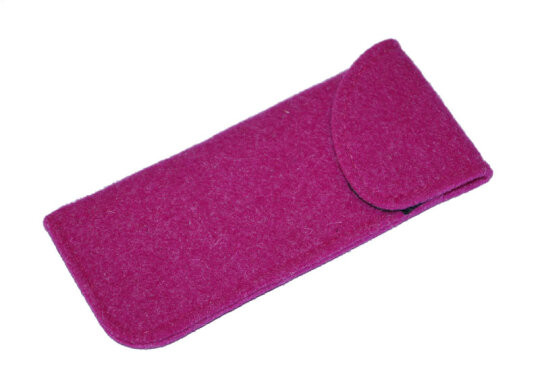 Einsteck - Brillenetui - "FELTRO" aus Filz in pink mit Klettverschluss