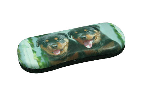 Wundervolles Brillenetui mit Fotomotiv WELPEN und Metallscharnier | Hartschale