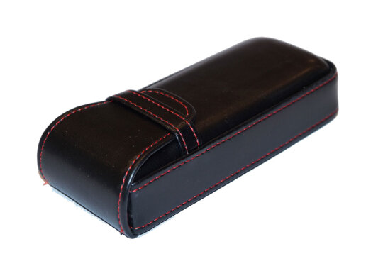 Praktisches Brillenetui "BENNO" mit Clip aus Kunstleder in schwarz