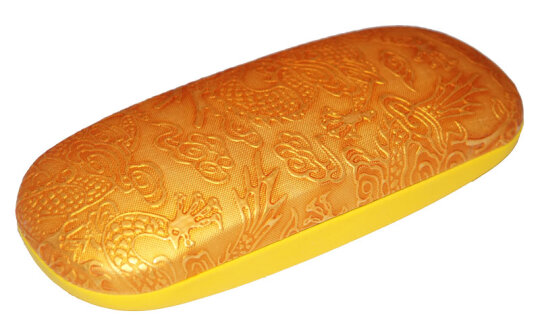 elegantes Brillenetui DRAGON (Drachendesign-Prägung) - gelb