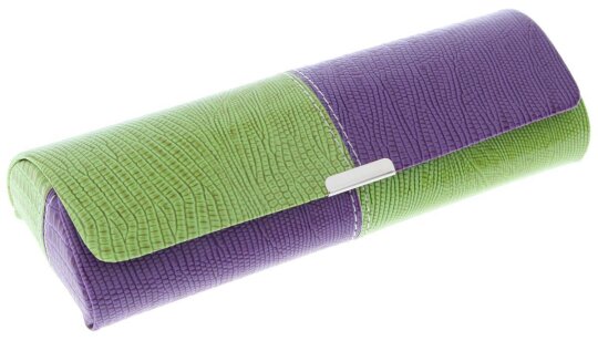 Kunstleder Brillenetui MARCEL glänzend grün-lila