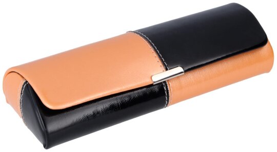Kunstleder Brillenetui ULLI glänzend orange-schwarz