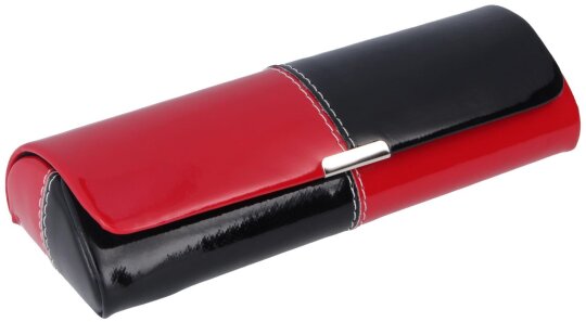 Kunstleder Brillenetui ULLI glänzend rot-schwarz