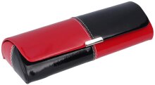Kunstleder Brillenetui ULLI glänzend rot-schwarz