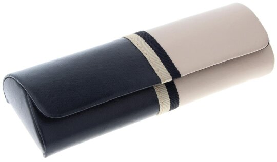 Schönes Brillenetui "HANNI" aus Kunstleder mit Magnetverschluss in Schwarz - Beige