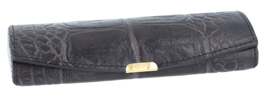 edles braun-schwarzes Etui mit Druckknopf "HARDY" - echtes Leder