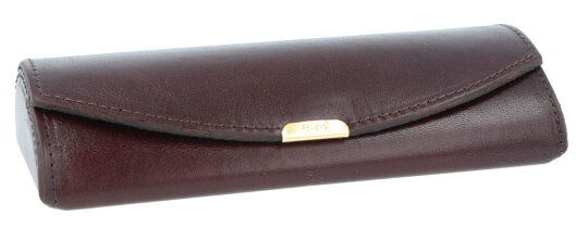 Edles Etui mit Druckknopf in Braun glänzend - ROBERT - echtes Leder