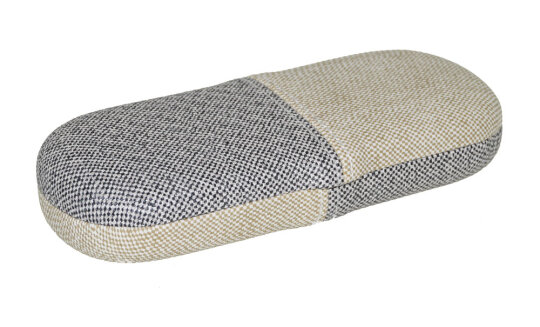 Brillenetui mit Stoffbezug beige-blau