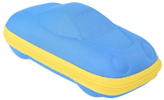 Kinderbrillenetui mit Reißverschluss BOBBY  in Auto-Form blau