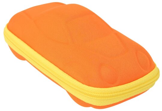 Kinderbrillenetui mit Reißverschluss BOBBY in Auto-Form Orange