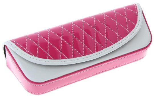 Taschenetui KNOLLI  aus Kunstleder mit Ziernähten in Weiß-Pink