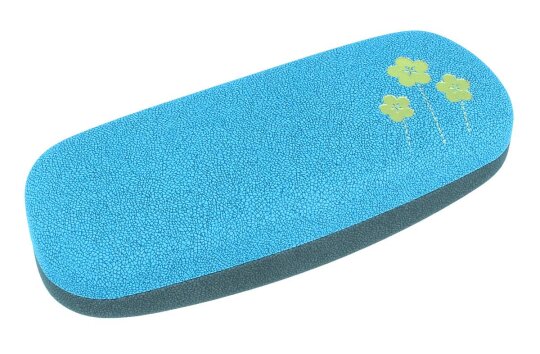 schönes Brillenetui YARA  mit Blumenmotiv in blau