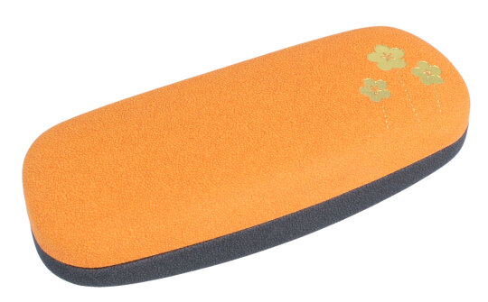 schönes Brillenetui für Kinder mit Blumenmotiv in orange