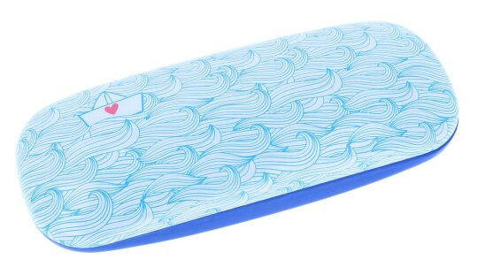 Hübsches Brillenetui "Boat" mit romantischem Wellenmotiv in Blautönen
