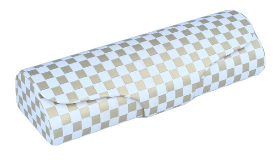 Extravagantes Brillenetui BROOKE im karierten Design in der Farbe Gold-Weiß