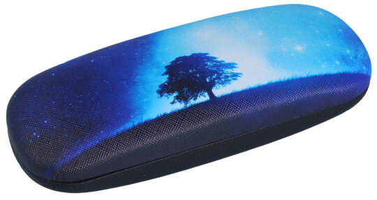 schönes Brillenetui mit Metallscharnier  -  BAUM IM MONDLICHT