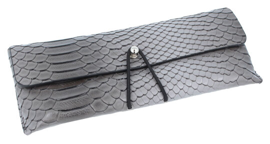 Taschenetui /  Clutch im Schlangenleder-Look in Grau