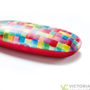 stylisches Brillenetui FINCA mit Metallscharnier aus Kunstleder im Kacheldesign in Rot