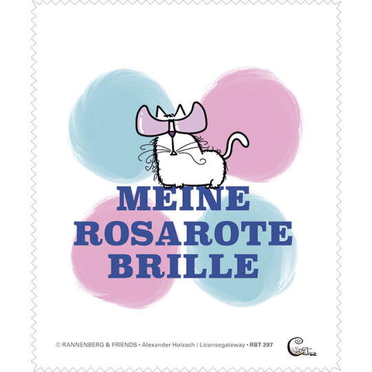 Rannenberg & Friends Brillenputztuch - Katze - "Catzz - Rosarot" 15x18cm