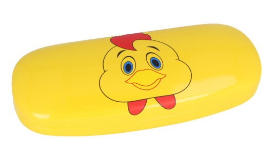 süßes Hartschalen - Brillenetui für Kinder "FARM" in gelb mit niedlischen Küken