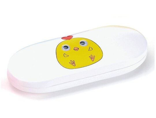 Kinder - Brillenetui mit Wackelaugen mit Motiv Küken in Weiß