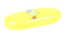 Kinder - Brillenetui mit Wackelaugen mit Motiv Vogel in Gelb