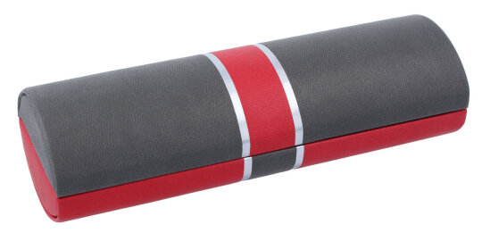 ovales Hartschalen / Klappetui in zwei Farben "EMPIRE" in Rot - Grau