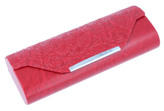 stylisches Brillenetui LUXOR mit Ornament-Prägung in  rot