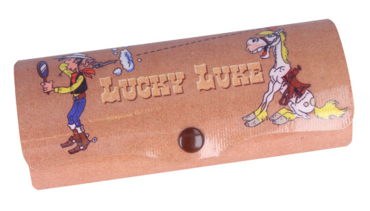 Schönes Brillenetui für Kinder "Lucky Luke + Jolly Jumper" mit Druckknopf