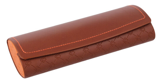 Hübsches ovales Brillenetui SPLIT mit Magnetverschluss in orange braun