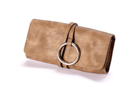 elegantes Brillenetui WRAP mit Bändchen beige