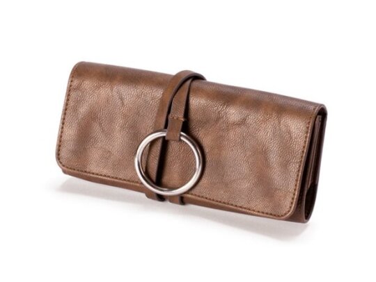 elegantes Brillenetui WRAP mit Bändchen braun