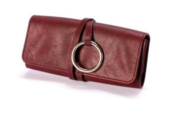 elegantes Brillenetui WRAP mit Bändchen weinrot