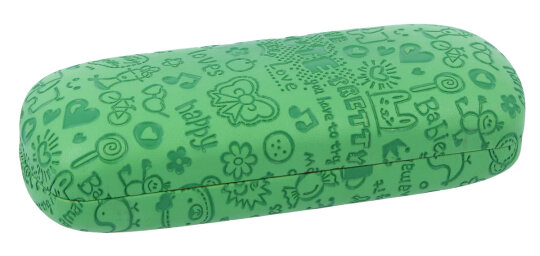 süßes Brillenetui KIDDER in Grün-Gelb für Kinder mit Prägung