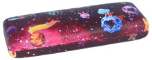 niedliches Brillenetui "JUNIOR Space" mit Metallscharnier für Kinder in rot-pink