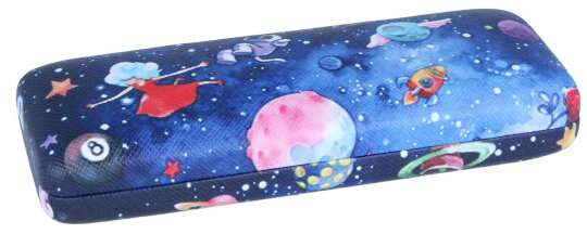 niedliches Brillenetui JUNIOR Space mit Metallscharnier für Kinder in blau