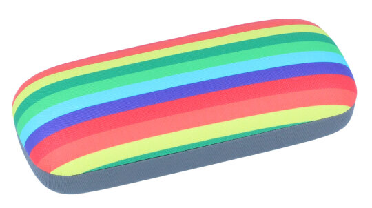 Buntgestreiftes Brillenetui VILLAGE mit Metallschanier in Rot / Grün / Blau