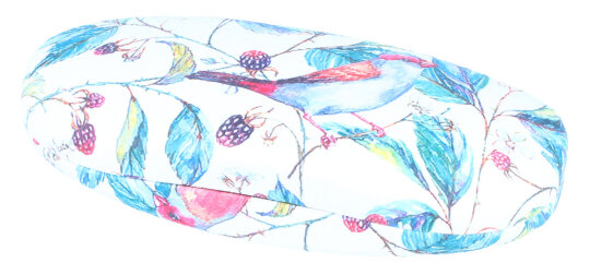 schönes Motiv-Brillenetui BIRDIE mit Metallscharnier in weiß