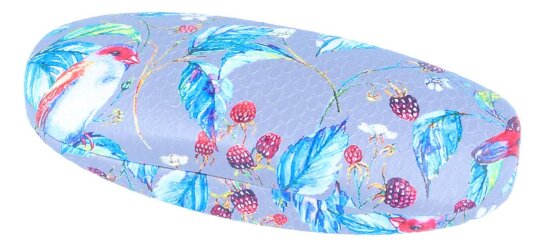 schönes Motiv-Brillenetui BIRDIE mit Metallscharnier in grau