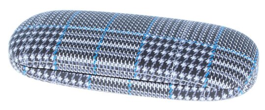 schönes Retro-Brillenetui WELLINGTON mit Metallscharnier grau - blau
